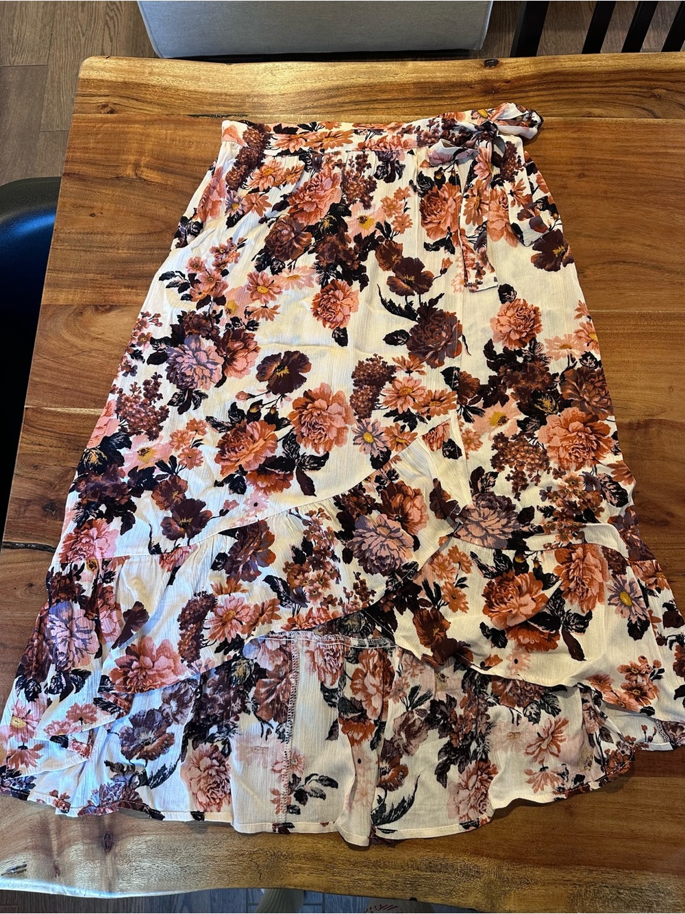 Knox Rose Cream Maxi Skirt with Pink & Brown Floral